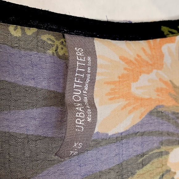 Urban Outfitters Sheer Floral Maxi Dress XS Black Lohi Puff Sleeve Whimsigoth - Picture 3 of 15